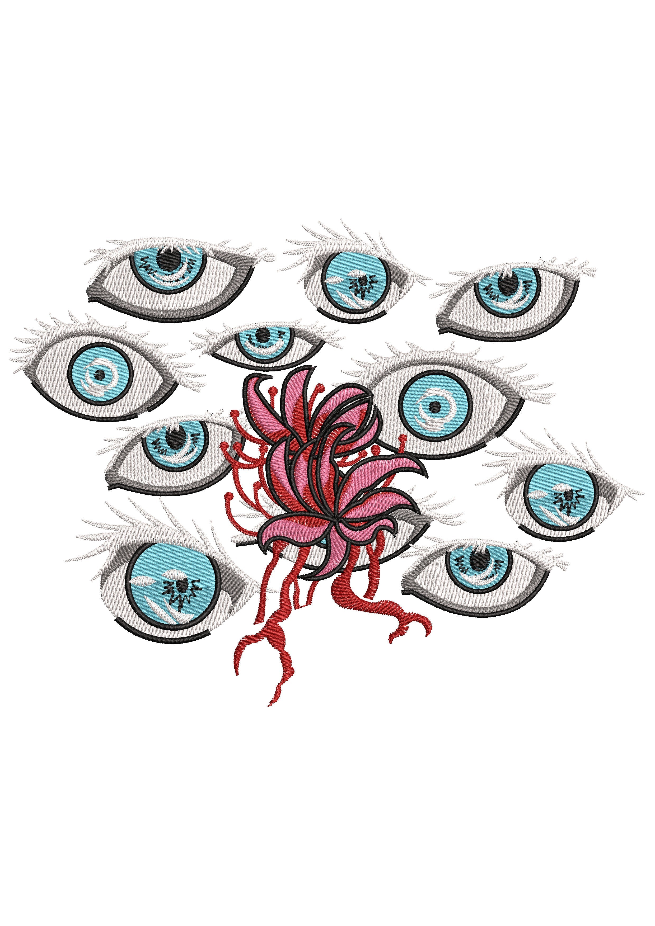 Plant Eyes Embroidery Design