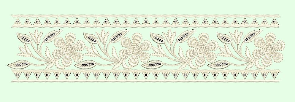 Triangular Geometric Floral Vine Border Embroidery Design