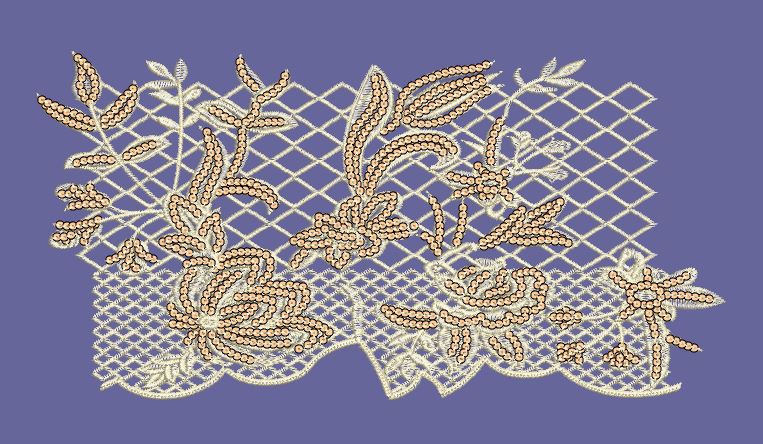 Floral Lace Sequin Border Embroidery Design
