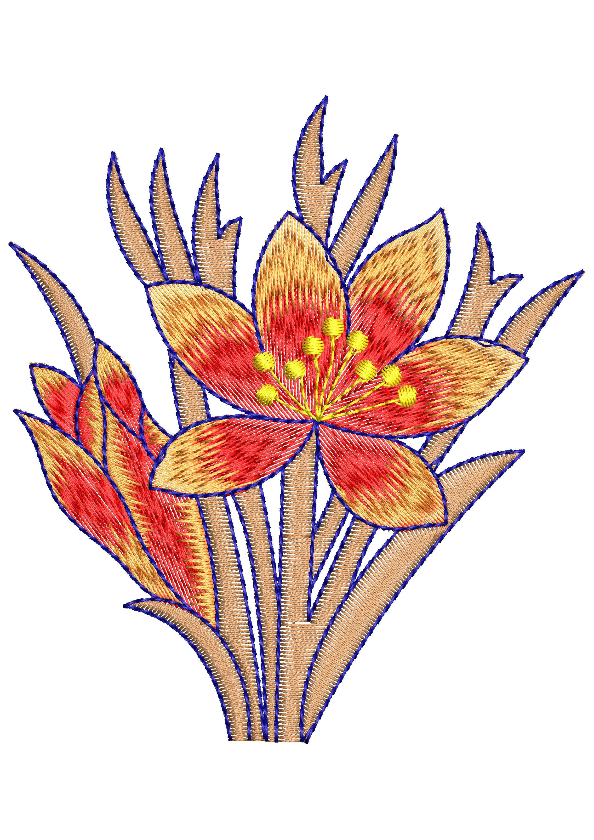 Coral Flower Embroidery Design