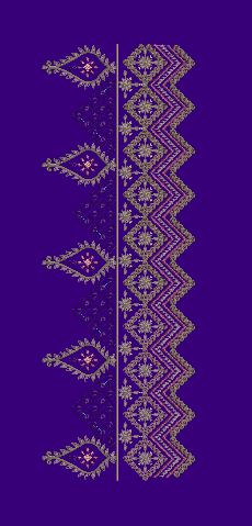 Royal Zari Chevron Lace - Deep Purple & Golden Embroidery Design