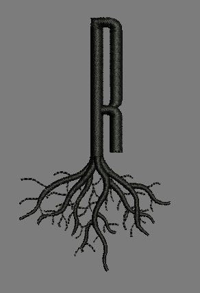 Letter R Rooted Embroidery Design