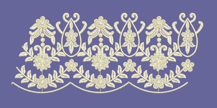 Symmetrical Floral Scallop Border Embroidery Design