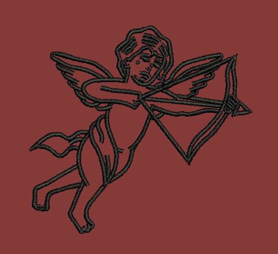 Archery Winged Figurine Outline Embroidery Design