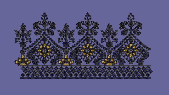 Black and Gold Ornate Border Embroidery Design