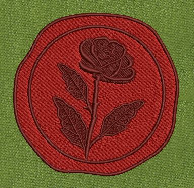 Rose Seal Red Wax Embroidery Design
