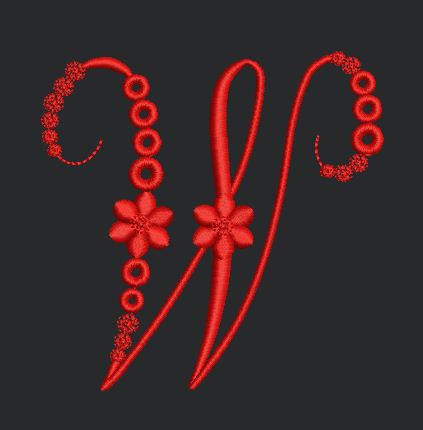 Floral Red Colour Embroidery Design