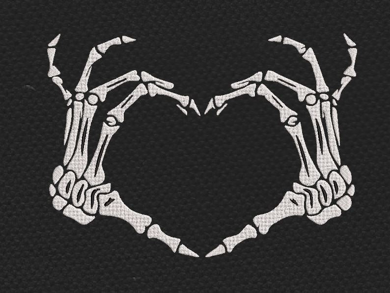 Skeleton Heart Embroidery Design