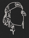 Line Art White Embroidery Design