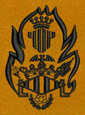 Flaming Shield Crest Embroidery Design