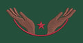 Cupped Hands with Star Embroidery Design