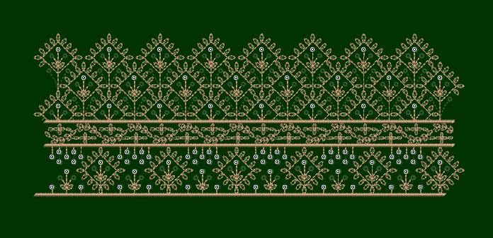 Diamond Trellis Floral Spire Border Embroidery Design