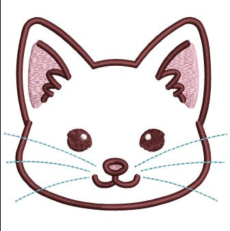 Cat Face Embroidery Design