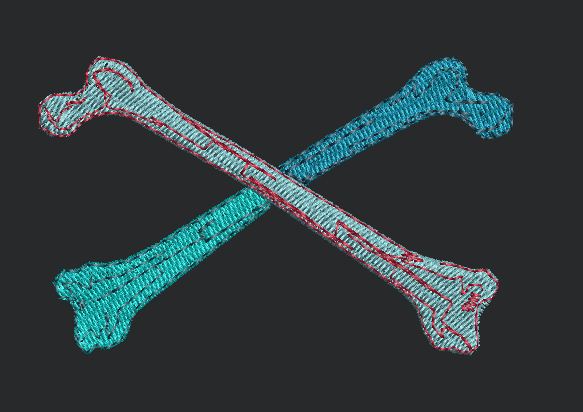 Crossed Turquoise Bones Embroidery Design
