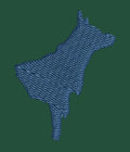 Blue Dog Silhouette Embroidery Design