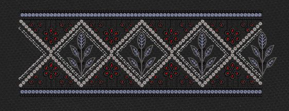 White And Gray Diamond Floral Border Embroidery Design