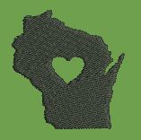 Wisconsin Heart State Outline Embroidery Design