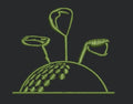 Green Golf Ball and Club Motif Embroidery Design