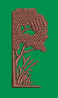 Arboreal Letter P Embroidery Design
