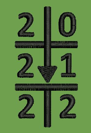 Numerical Directional Grid Emblem Embroidery Design