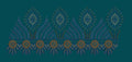 Ornate Peacock Plume with Sunburst Wheel Scallop Embroidery Design