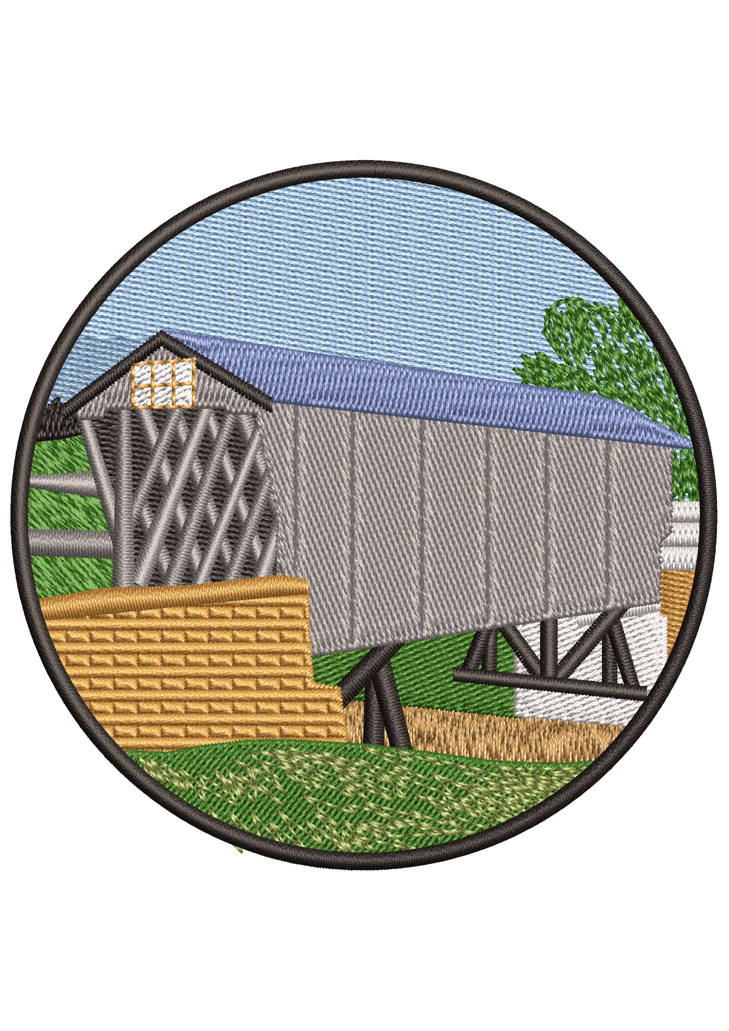 Wood House Embroidery Design