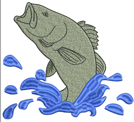Fish J Embroidery Design