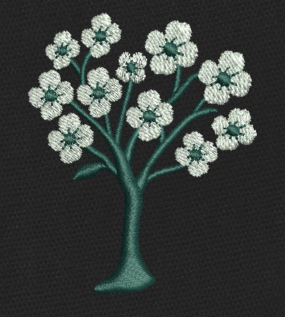 White Flowers Tree Embroidery Design