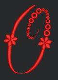 Floral O Red Colour Embroidery Design