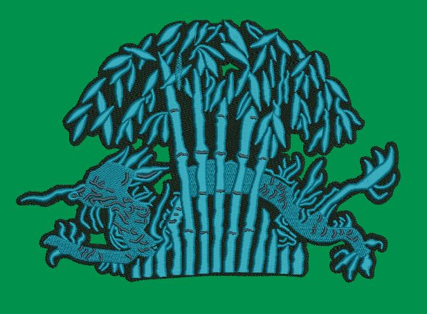 Dragon in Bamboo Forest Embroidery Design
