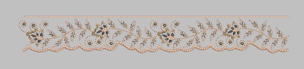 Sapphire Bud and Leafy Scallop Embroidery Design