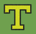 Golden Serif Letter T Embroidery Design