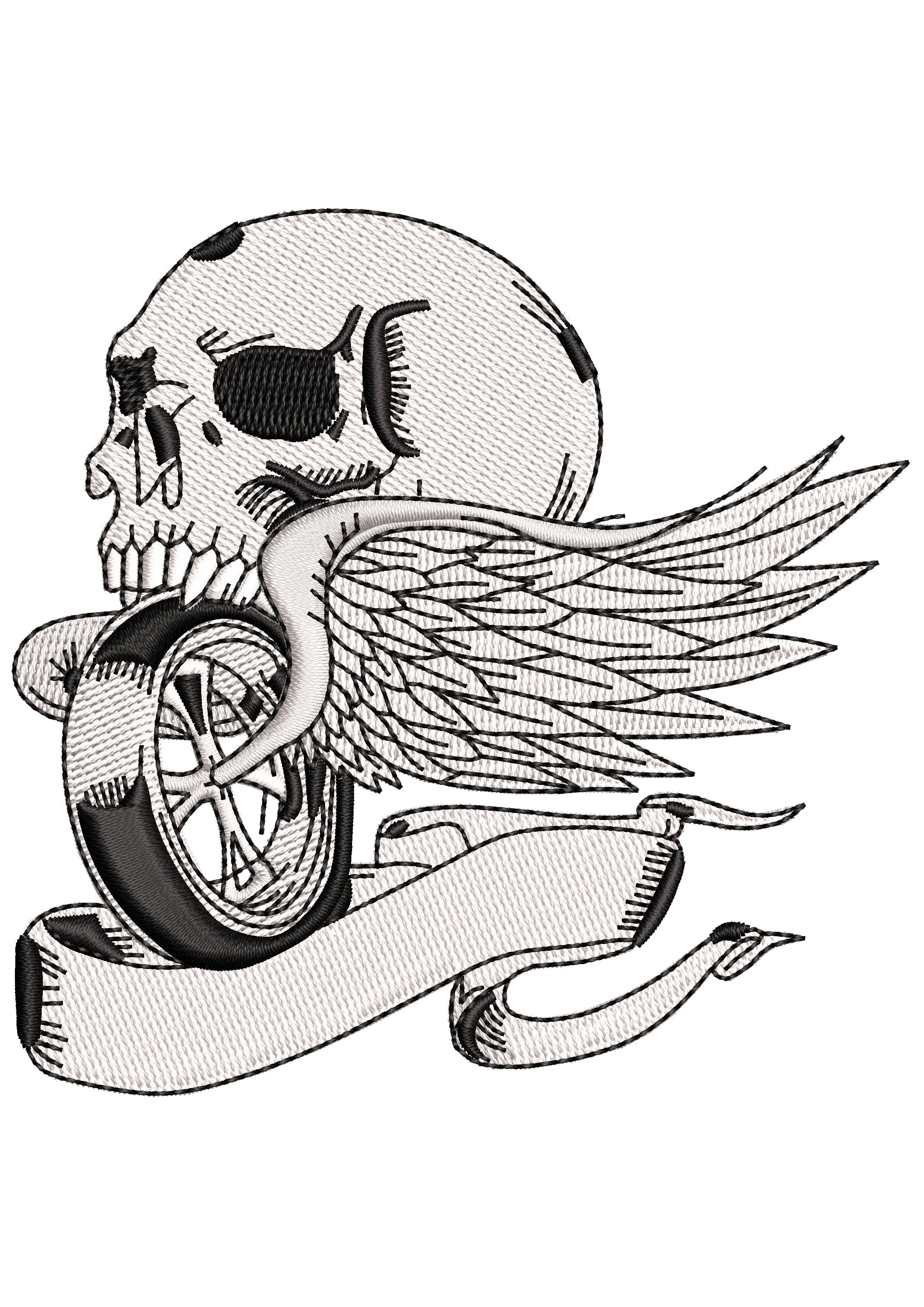 Alr Speed Skull Embroidery Design