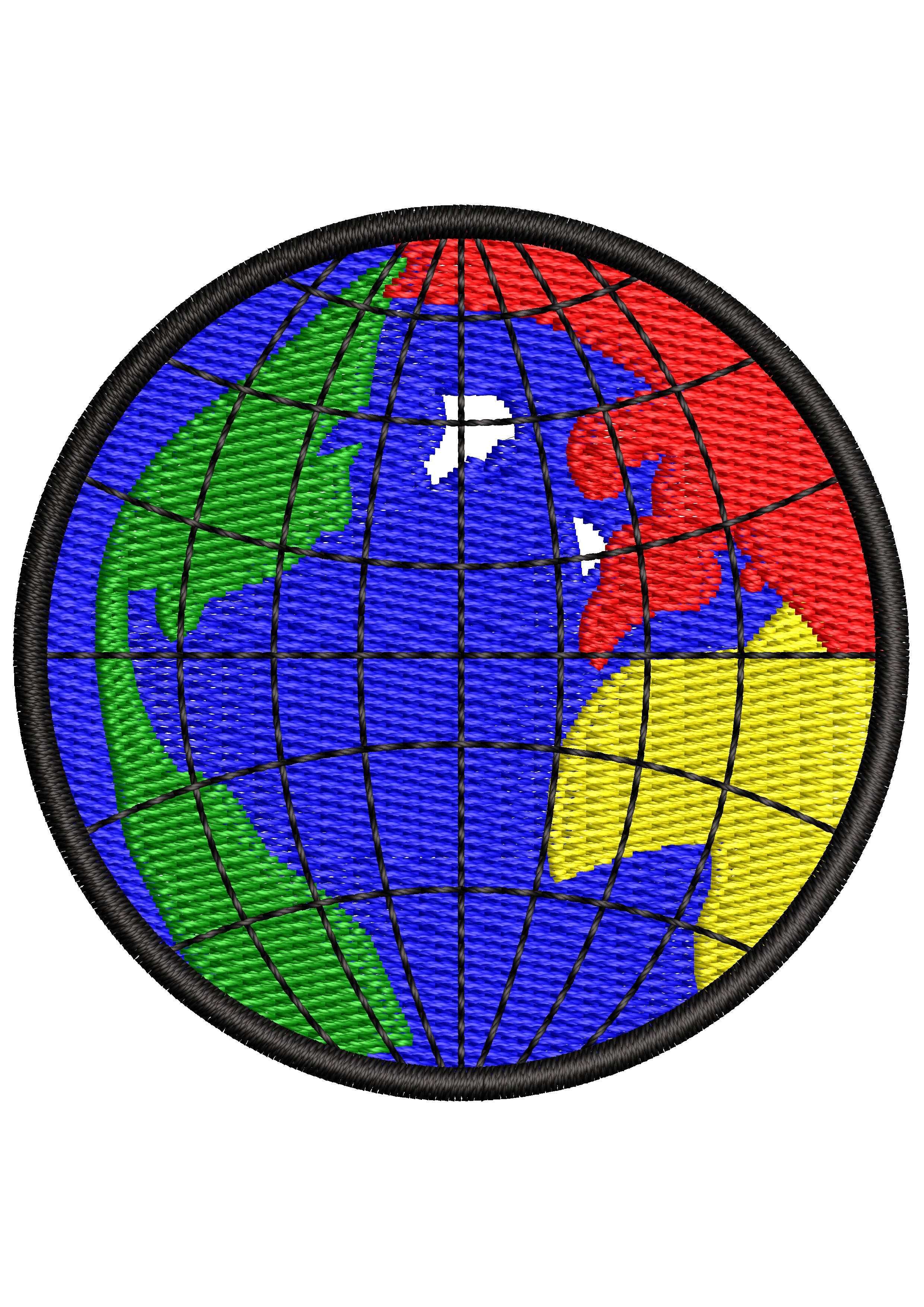 World Map Ocean Embroidery Design