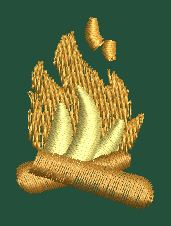 Stylized Campfire Emblem Embroidery Design