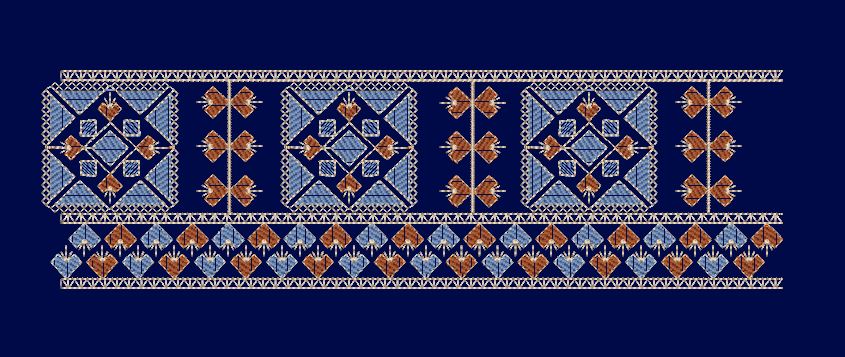 Geometric Square and Triangular Motif Border Embroidery Design