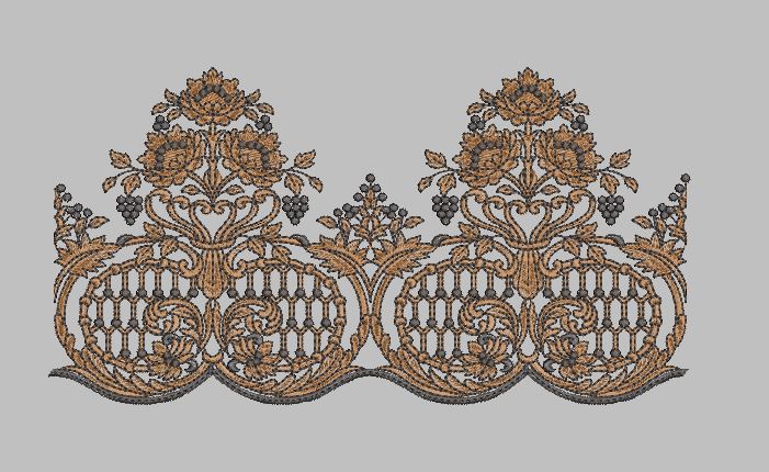 Floral Filigree Ornate Border Embroidery Design