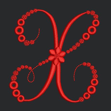 Floral Red Colour Embroidery Design