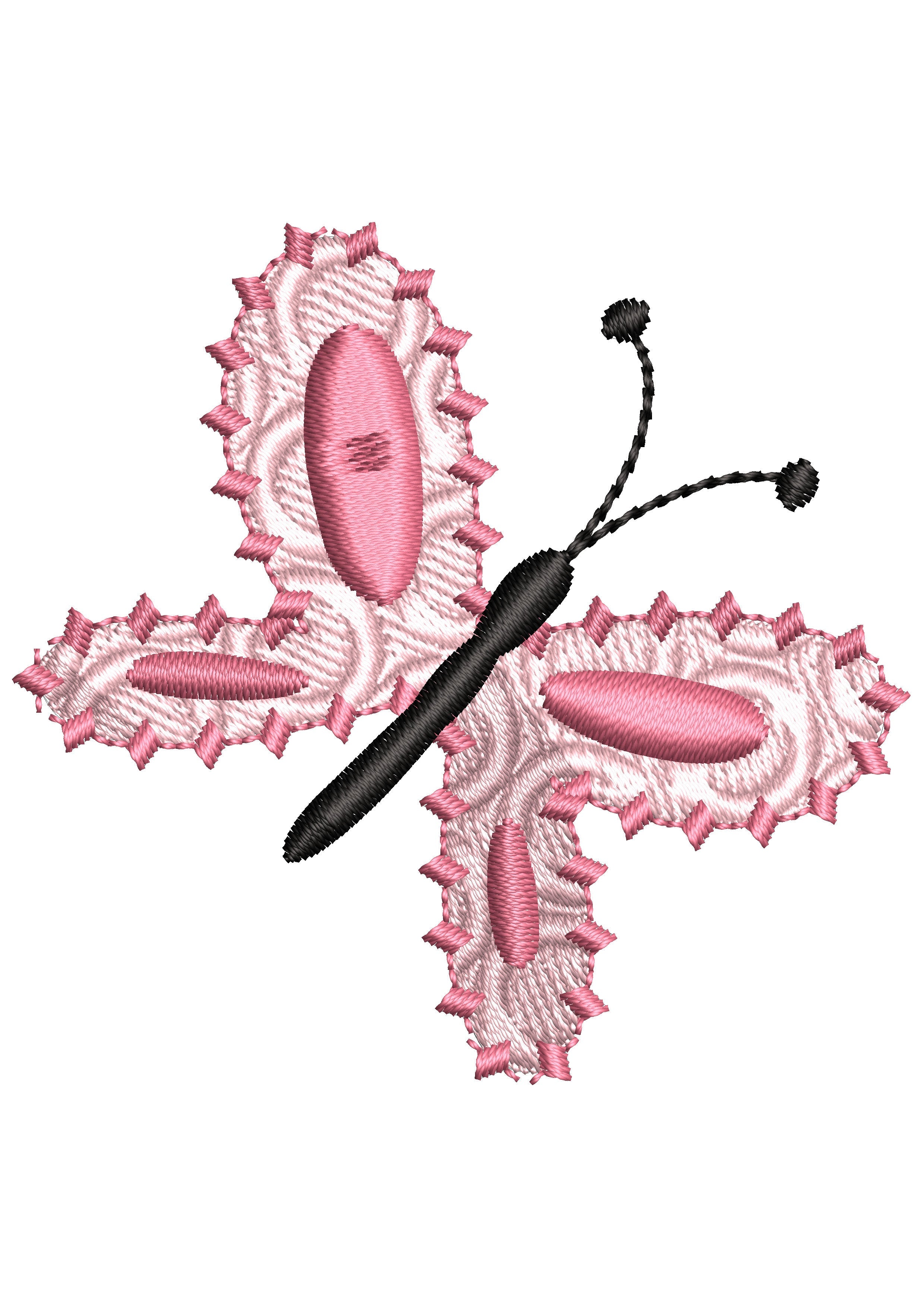 Pink Butterfly Embroidery Design