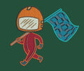Racing Motif Driver with Flag Embroidery Design