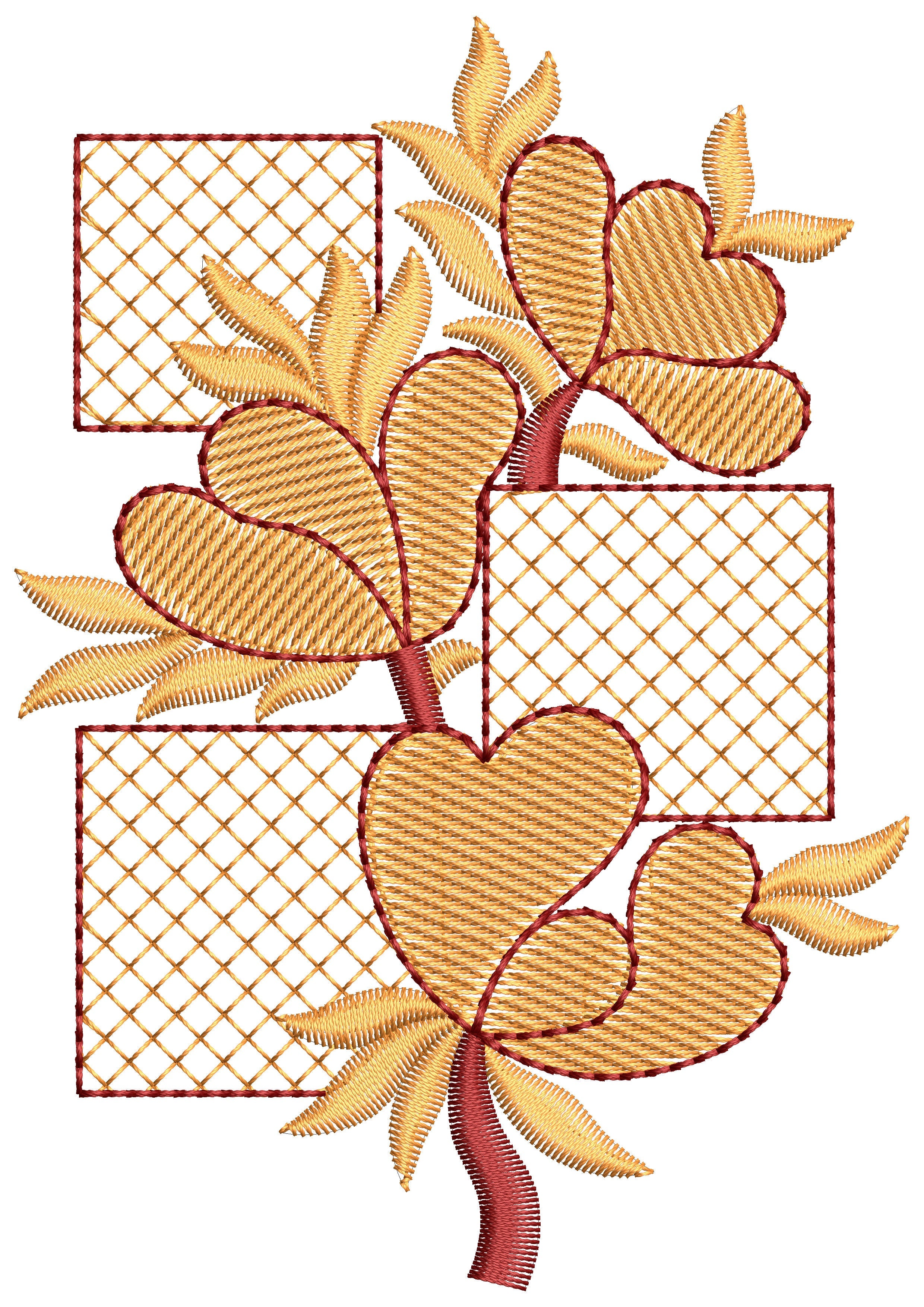 Net Art Flower Embroidery Design