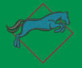 Horse Jumping Within a Diamond Shape Embroidery Design
