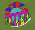 Orbiting Arched Horizon Embroidery Design