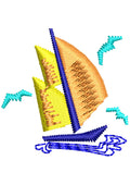 River Boat Embroidery Design