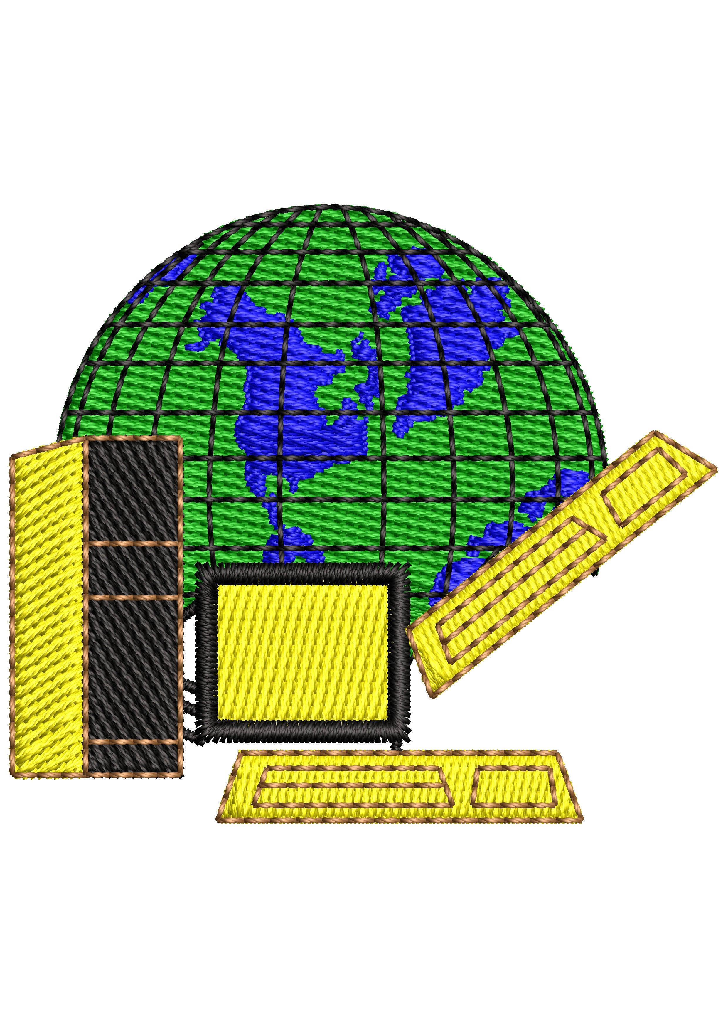 World Network Embroidery Design