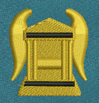Winged Temple Gold Embroidery Design