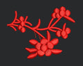 Red Berry Branch Embroidery Design