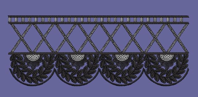 Lattice Top Laurel Scallop Border Embroidery Design