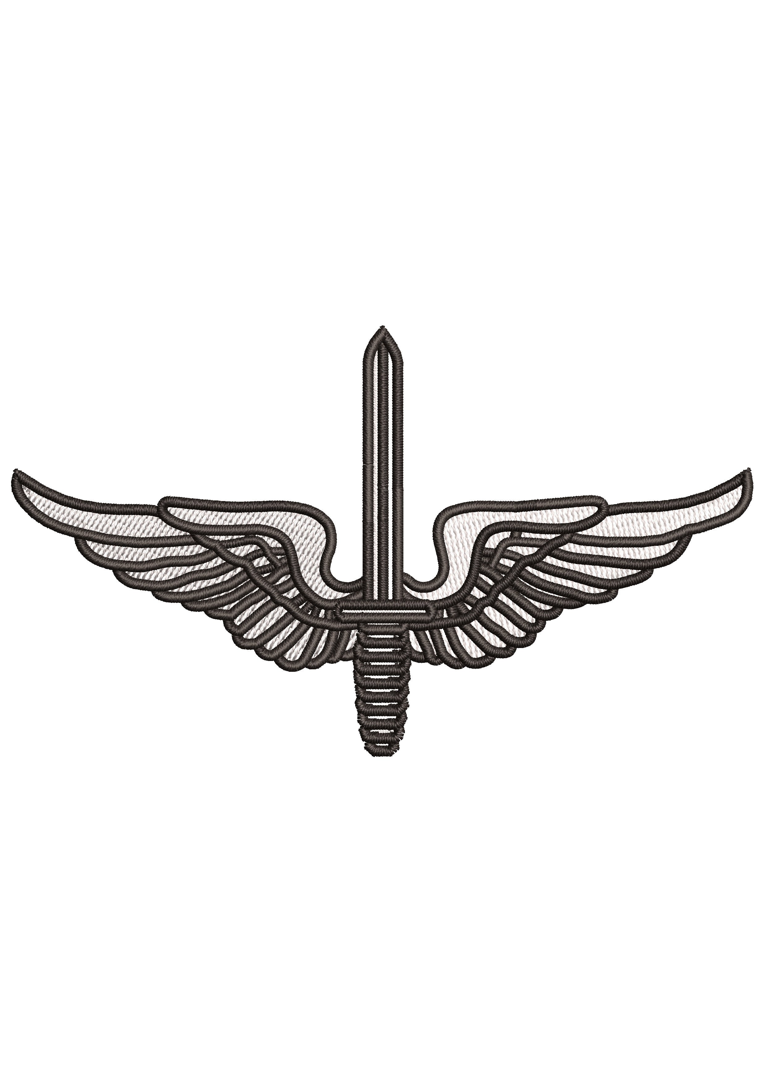 Wigs Sword Embroidery Design