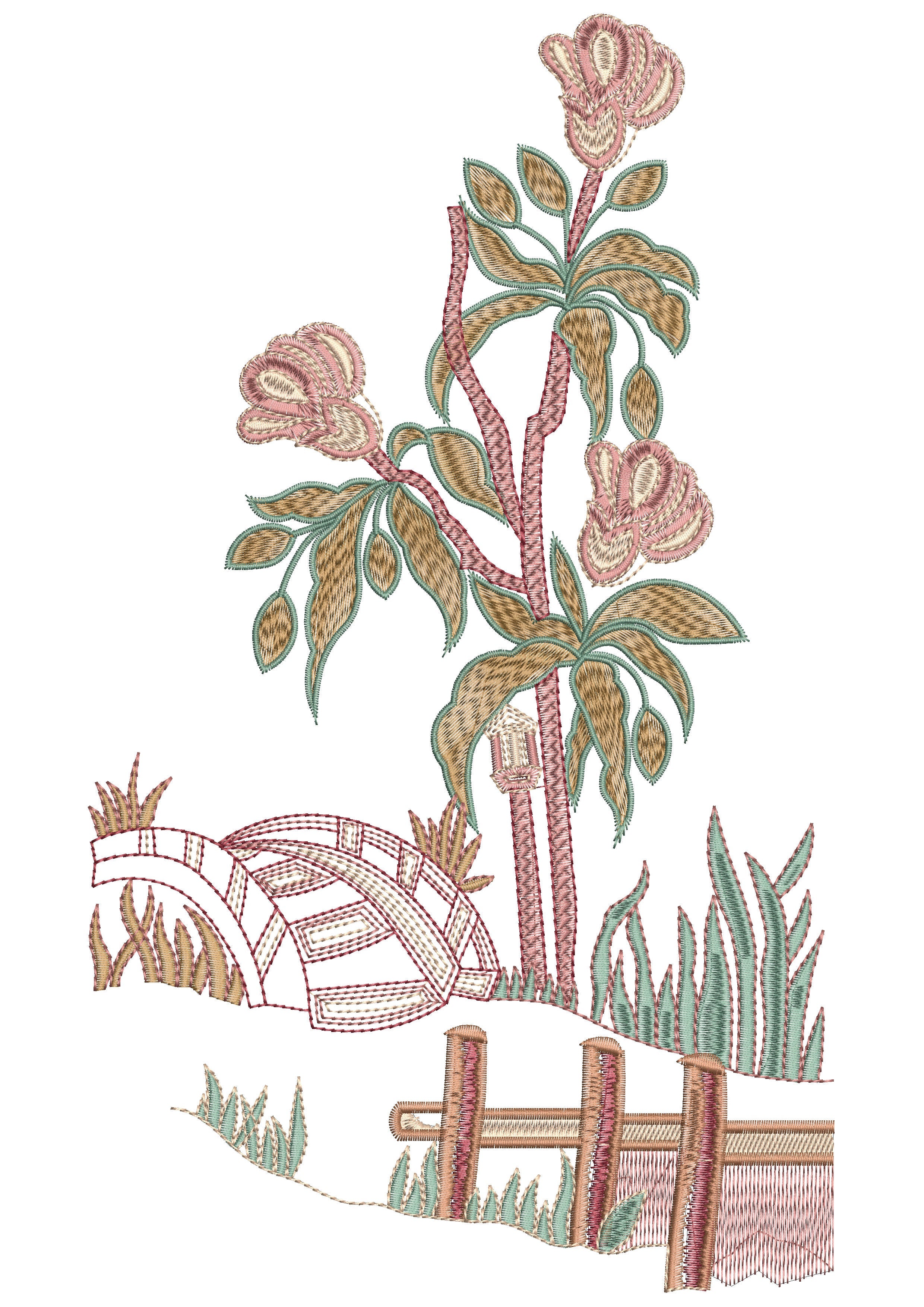 Flower Plant Embroidery Design